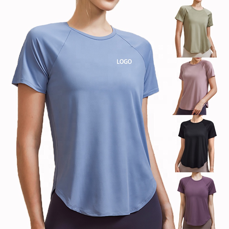 Custom Logo Quick Dry Running Fitness Tshirts for Women Ladies Sports Gym Yoga Top Women's T-shirts