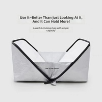 Pochette de maquillage et de toilette personnalisée, légère, imperméable, argentée, pour les voyages et l'utilisation en déplacement