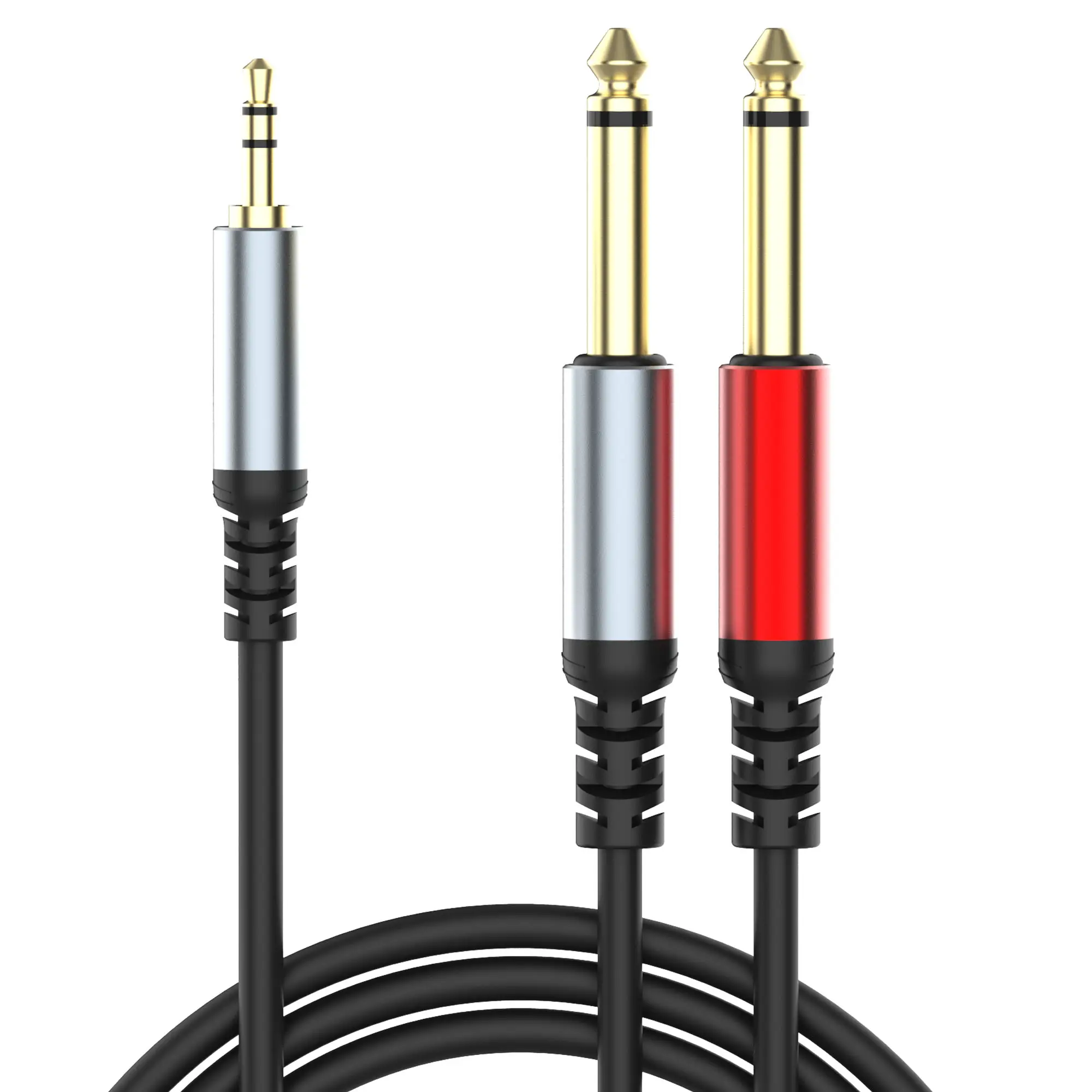 Gold plated 3.5mm to Dual 6.5mm Adapter Jack Audio Cable Double 6.35mm Male 1/4 "Mono Jack to stereo 1/8" 3.5mm Jack aux Cord