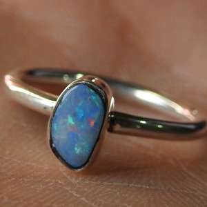 Australian <b>Opal</b> <b>Ring</b> 925 Sterling <b>Silver</b> Multi Fire October Birthstone Doublets 4.5 US Size Handmade Classic Prong Setting - Product Image 1