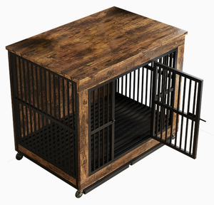 Jaula <span class=keywords><strong>para</strong></span> <span class=keywords><strong>Perros</strong></span> PetFit de Madera Maciza Resistente y Metal, Mueble Transpirable y Cálido con Bandeja de Plástico Ecológica y Cierre de Botón <span class=keywords><strong>para</strong></span> <span class=keywords><strong>Perros</strong></span> Pequeños/Medianos - Product Image 4