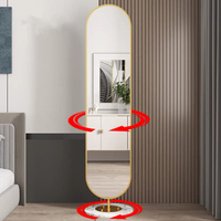Miroir mural de salle de bain sur pied, pleine longueur, en verre, design antique, rotatif, personnalisé, moderne, pour douche