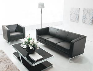 黑色现代客厅沙发1 + 2座6人住宿沙发家具套装 - Product Image 5