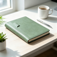 Carnet A5 en cuir PU, ensemble cadeau avec stylo, 100 feuilles 100 g/m², couleur unie minimaliste, attache stylo, cadeau d'affaires, vente en gros