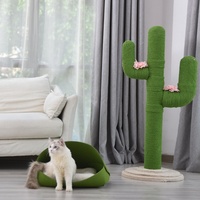 Arbre à chat en bois de sisal de style arbre, cadre d'escalade pour chat en forme de cactus avec corde de sisal, poteau à gratter pour chat résistant à l'usure