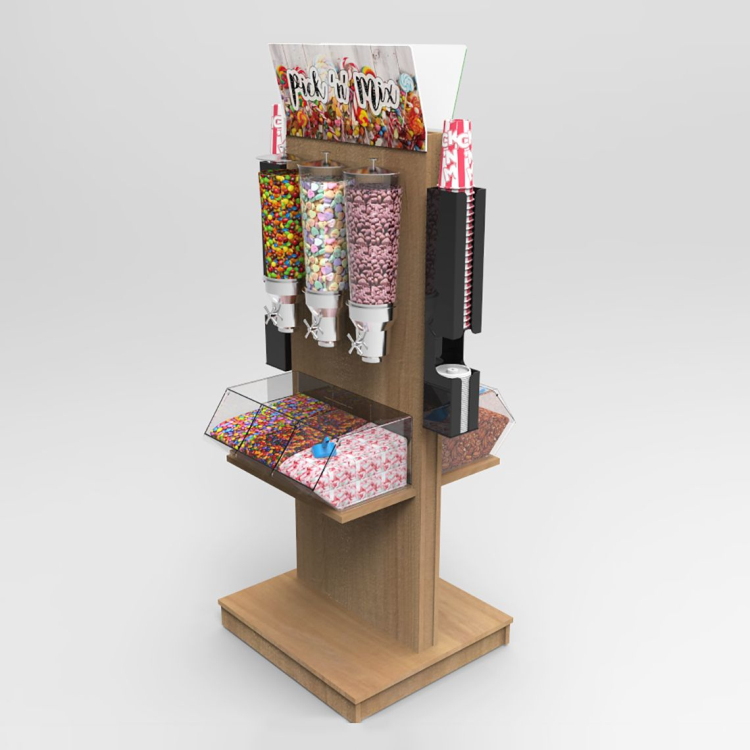 Free Standing Wooden Candy Dispenser Display Stand for Snack Store — view 4