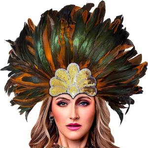 <span class=keywords><strong>Coiffe</strong></span> en plumes de festival, carnaval brésilien, plumes de coq, accessoire de scène, <span class=keywords><strong>d</strong></span>écoration de Noël, bandeau - Product Image 4