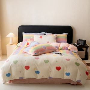 Фланелевые флисовые постельные принадлежности, зимние Утепленные 4 шт. простыни, наволочка и пододеяльник, домашний текстиль, имитирующий кроличий мех, Комплект постельного белья - Product Image 2