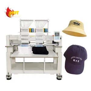 Two Head Computerized Embroidery Machine Dahao Computer for T shirt logo label Embroidery Machine Shoe Bag Embroidery Machine