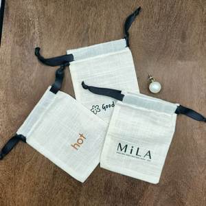 <b>Drawstring</b> Mini Cosmetic Baboom Cotton Muslin <b>Pouch</b> Screen Printed Biodegradable Thick Soft Small Size Custom Logo Gift Watch - Product Image 6