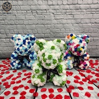 TC 25cm 40cm Ours en mousse PE personnalisé avec fleurs artificielles en forme de cœur, roses, décorations de mariage, cadeaux Saint-Valentin et Fête des Mères, ours en roses Teddy