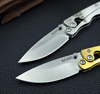 Couteau pliant en acier M390, manche en acier inoxydable, couteau de poche portable EDC pour le camping, la survie en plein air, collection