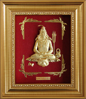 Peintures décoratives haut de gamme sur mesure, représentant les dieux indiens Vishnu, Krishna et Radha, avec feuilles d'or 24 carats.