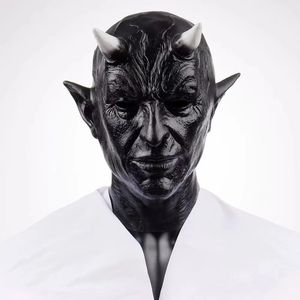 Máscara de látex de Mephistopheles, demonio de terror, con cuernos, para cosplay, disfraz de diablo asesino, accesorio para fiestas de carnaval y Halloween. - Product Image 1