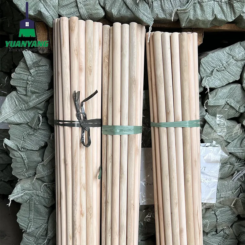 Set sapu kayu kayu putih dan pegangan pel, sikat gagang sekrup Italia untuk produk pembersih
