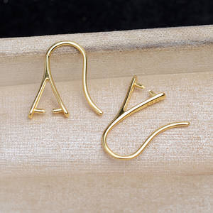 DIY Accessory Pearl S925 Silver <b>Earring</b> <b>Holder</b> with Butterfly Bottom Gold Plated JG6009 for Apple 9-10mm Beads - Product Image 2