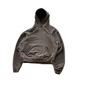 Custom Men's 450 GSM French Terry Acid Washed Distressed Vintage Blank <b>Black</b> <b>Zip</b> <b>Up</b> Streetwear <b>Hoodie</b> - Product Image 4