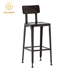 Sillas Altas Modernas de Madera con Respaldo Cruzado de Metal para Barra de Cocina, Muebles de Hotel, Taburetes de Bar de Madera de Lujo con Respaldo - Product Image 6