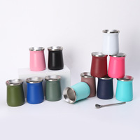 Tasse à café/thé mini Yerba Mate isotherme à double paroi en acier inoxydable 304 de 5,8 oz avec paille, idéale pour le camping – Nouveauté très demandée