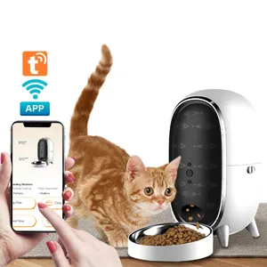 Tigelas e alimentadores inteligentes automáticos para animais de estimação com controle remoto com aplicativo Tuya, tigelas de aço inoxidável para animais de estimação, alimentador automático para cães e gatos, com design personalizado