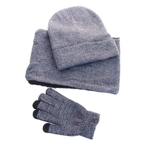 Logo personnalisé Marque privée Vente en gros <span class=keywords><strong>Hiver</strong></span> Chaud Mitaines Chaud Tricoté Bonnet Chapeaux Bonnet Capuchon Tapa Pet Bavoirs Trois Pièces - Product Image 6