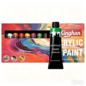 Juego de <span class=keywords><strong>Pintura</strong></span> Acrílica de 12 Colores, 12 ml, en Tubos de Aluminio con Caja de Colores, para Aprendizaje Artístico y Uso Principiante, Resistente al Agua y Fácil de Limpiar - Product Image 1