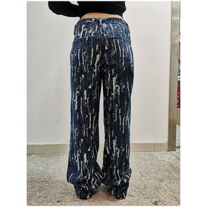 Pantalones vaqueros lavados informales de fábrica de China para mujer, pantalones vaqueros holgados relajados, pantalones Jacquard cómodos desgastados a la moda - Product Image 4