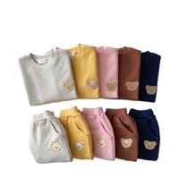 2025 automne enfants à manches longues coton dessin animé ours col rond pull + pantalon deux pièces costume enfant en bas âge fille ensembles