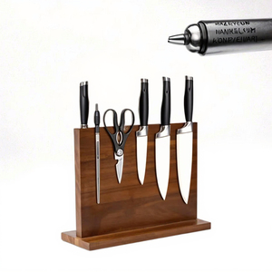 Hengyuwood Hot Selling New Eco-Friendly Wood Multifunctional <b>Kitchen</b> Magnetic Block Knife <b>Holder</b> with 7pcs Capacity - Product Image 1