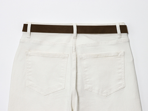 Jeans Casual alla Moda per Donna, Colore Bianco, Chiusura <span class=keywords><strong>con</strong></span> Cerniera, Lunghezza al Polpaccio, Gamba Larga, <span class=keywords><strong>con</strong></span> <span class=keywords><strong>Cintura</strong></span> - Product Image 6