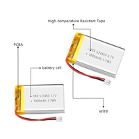 Baterai Lithium Polymer 523450 Isi Ulang 1000mAh untuk Speaker Bluetooth, Perangkat Genggam, dan Produk IoT