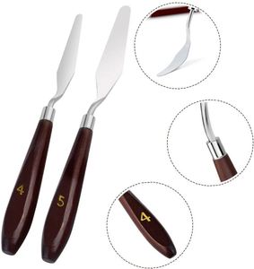 Ensemble de 5 couteaux à peindre en acier inoxydable, spatules fines et flexibles avec manche en plastique pour la peinture à l'huile - Product Image 3
