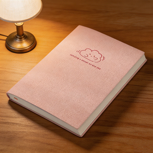 Diario de Tapa Dura de Tela Rosa con Diseño de Nubes, Cuaderno de Regalo para Escribir Cartas - Product Image 3