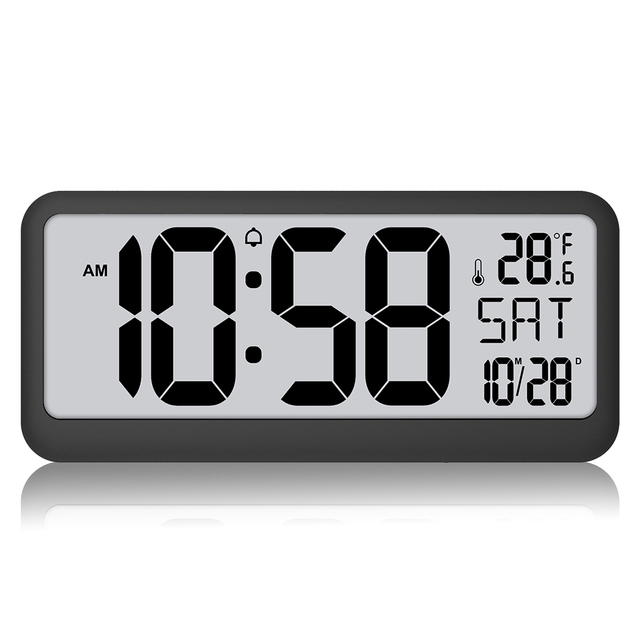 Digital Alarm Clock Large Snooze Time Calendar Backlight Temperature Display Desk Table Wall Smart Alarm Clocks