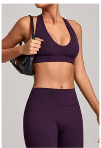 New Quick Drying Cross <b>Back</b> Women's Gym Fitness Yoga Sports Bra Medium Support <b>Padded</b> Activewear Solid Front Logo Plus Size Bra - Product Image 5