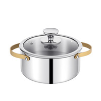 NUANCHU Marmite en acier inoxydable 304 à double poignée, design moderne, exclusivité transfrontalière, pour ragoût, aliments pour bébés, bouillie, et cuisson vapeur domestique