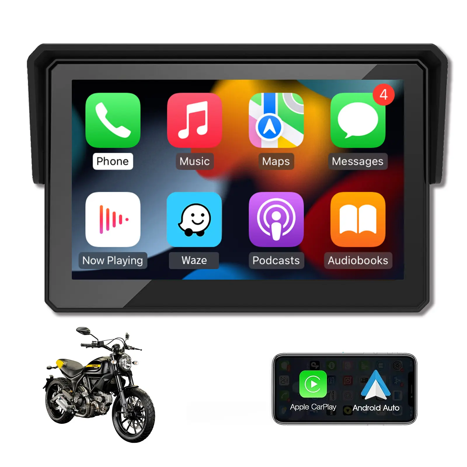 CARABC inalámbrico motocicleta CarPlay pantalla Android Auto Monitor para motocicleta Scooter impermeable MirrorLink motocicleta navegador