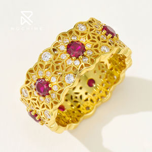 Rochime hợp thời trang màu đỏ Corundum tăng cửa sổ Vòng 925 Sterling bạc cao trang sức màu Đỏ <span class=keywords><strong>Zircon</strong></span> đá quý phụ nữ vòng - Product Image 2