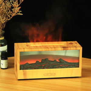 Humidificateur de cheminée à grain de bois clair YX-717, diffuseur d'arômes USB 5V de bureau avec télécommande et lumière d'ambiance flamme - Product Image 4