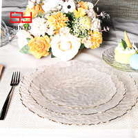 Service de table SUNYO de style nordique, assiette à dîner créative en verre transparent avec bord doré, bol à dessert, saladier