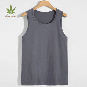 Canotte in cotone biologico canapa da <span class=keywords><strong>uomo</strong></span> personalizzate canotta girocollo da <span class=keywords><strong>uomo</strong></span> camicie da <span class=keywords><strong>uomo</strong></span> con canottiera Yoga larghe con canottiera indossano <span class=keywords><strong>abbigliamento</strong></span> - Product Image 5