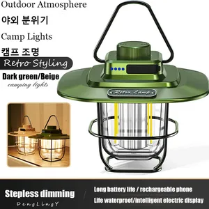 Wiederauf ladbare Retro tragbare Camping Laterne Typ-c 2000mAh Outdoor Kerosin Camp Lampe Drehschalter Zelt Licht zum Wandern