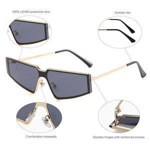 Gafas de Sol Retro Polygon para Mujer, Montura Metálica, Lentes Color Té, Forma Irregular - Product Image 3