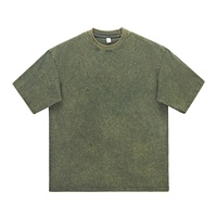 Kaos Rajut Pria Trendy Musim Panas, Bahan Tebal 300 Gram, Cuci Berat, Kerah O, Longgar Kasual, Lengan Pendek, 100% Katun