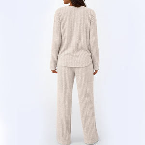 Ensemble décontracté deux pièces pour femme, couleur unie, automne, haut utilitaire à manches longues avec poches, pantalon ample à jambes larges, séchage rapide, respirant, pour les vacances - Product Image 4
