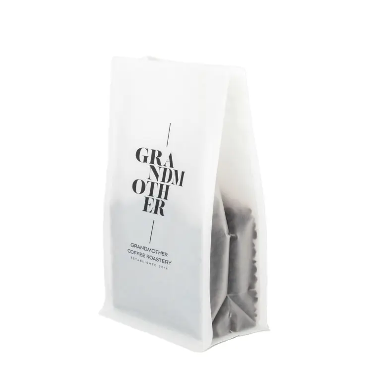 Logotipo personalizado áspero fosco café fundo plano bolsa café reciclável saco de café embalagem com válvula