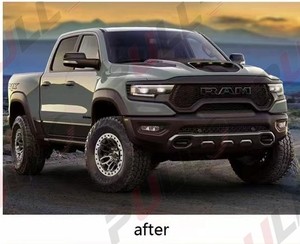Parachoques de coche para <span class=keywords><strong>Dodge</strong></span> RAM 1500 19-23 a TRX El Kit de conversión incluye parachoques delantero guardabarros capó faros pedales cejas - Product Image 5