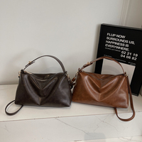 Sac Hobo Vintage en Cuir Souple Huilé, Sac à Bandoulière Quotidien pour Femme, Sac à Main Hobo en Cuir Huilé Vintage pour Femme