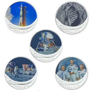 Moneda Conmemorativa del Apolo 11, Diseño del Módulo Lunar y Astronautas que Realizaron la Aterrizada en la Luna, Moneda de Recuerdo Plateada con Foto - Product Image 2