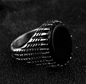 Anel de Ônix Preto Natural Árabe Fashionável e Delicado para Homens, Novo Design 2021 OEM ODM - Product Image 4